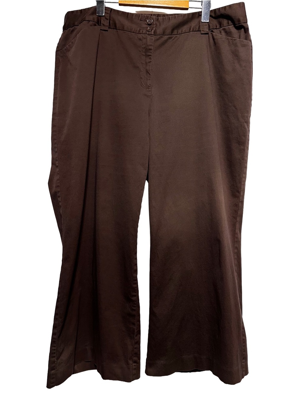 Lane Bryant Brown Wide Leg Cropped Pants 22 Petite Chocolate Brown